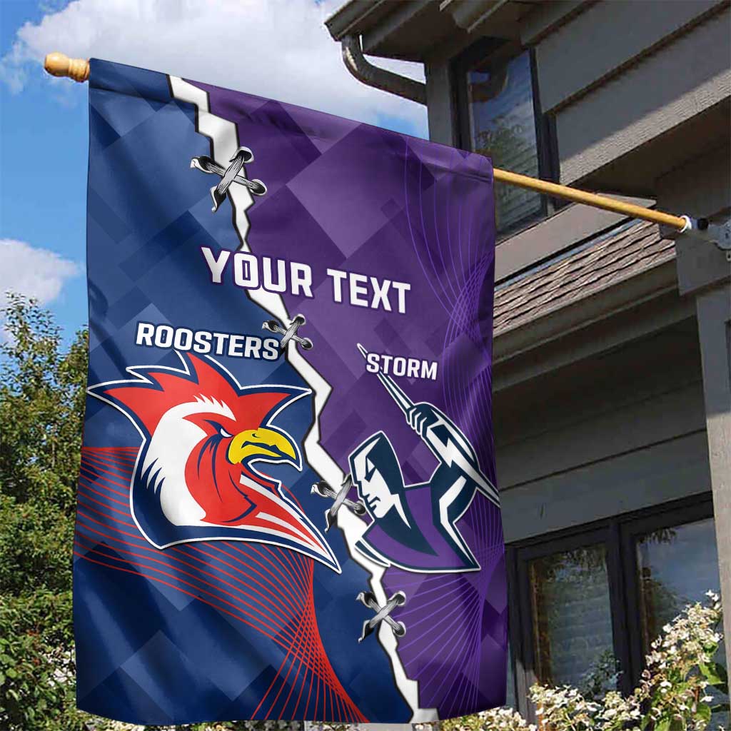 Custom NRL Storm And Roosters Rugby 2024 Garden Flag Go Champions Dynamic Version