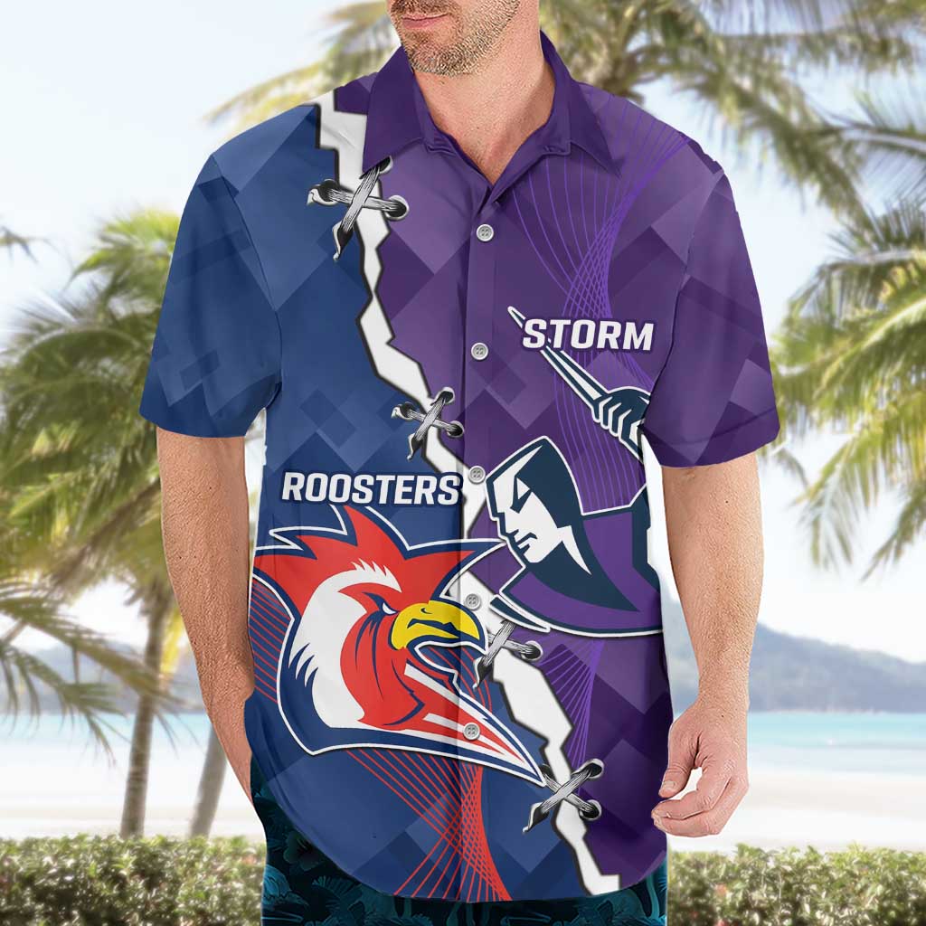 Custom NRL Storm And Roosters Rugby 2024 Hawaiian Shirt Go Champions Dynamic Version