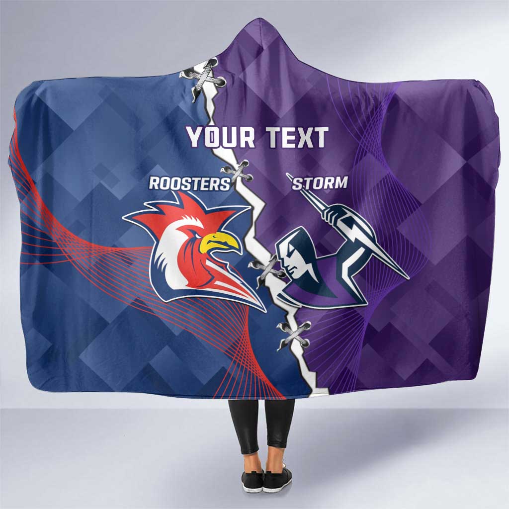 Custom NRL Storm And Roosters Rugby 2024 Hooded Blanket Go Champions Dynamic Version