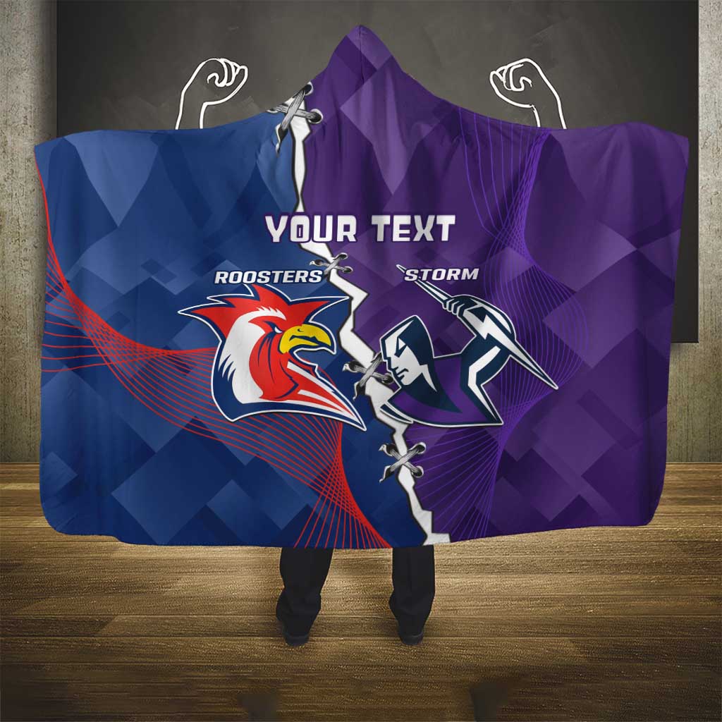 Custom NRL Storm And Roosters Rugby 2024 Hooded Blanket Go Champions Dynamic Version