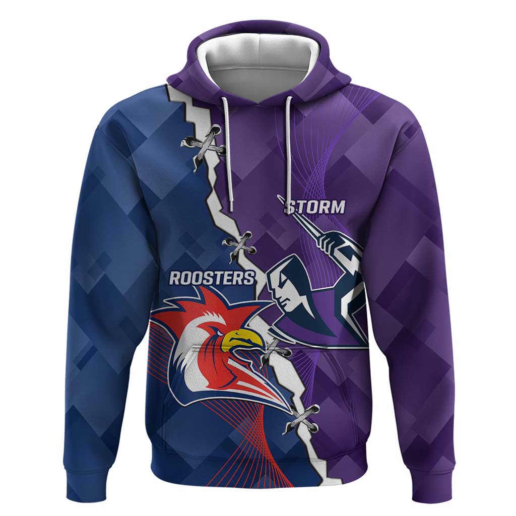 Custom NRL Storm And Roosters Rugby 2024 Hoodie Go Champions Dynamic Version