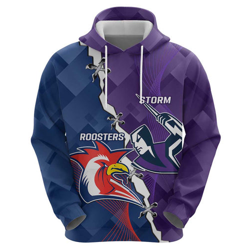 Custom NRL Storm And Roosters Rugby 2024 Hoodie Go Champions Dynamic Version