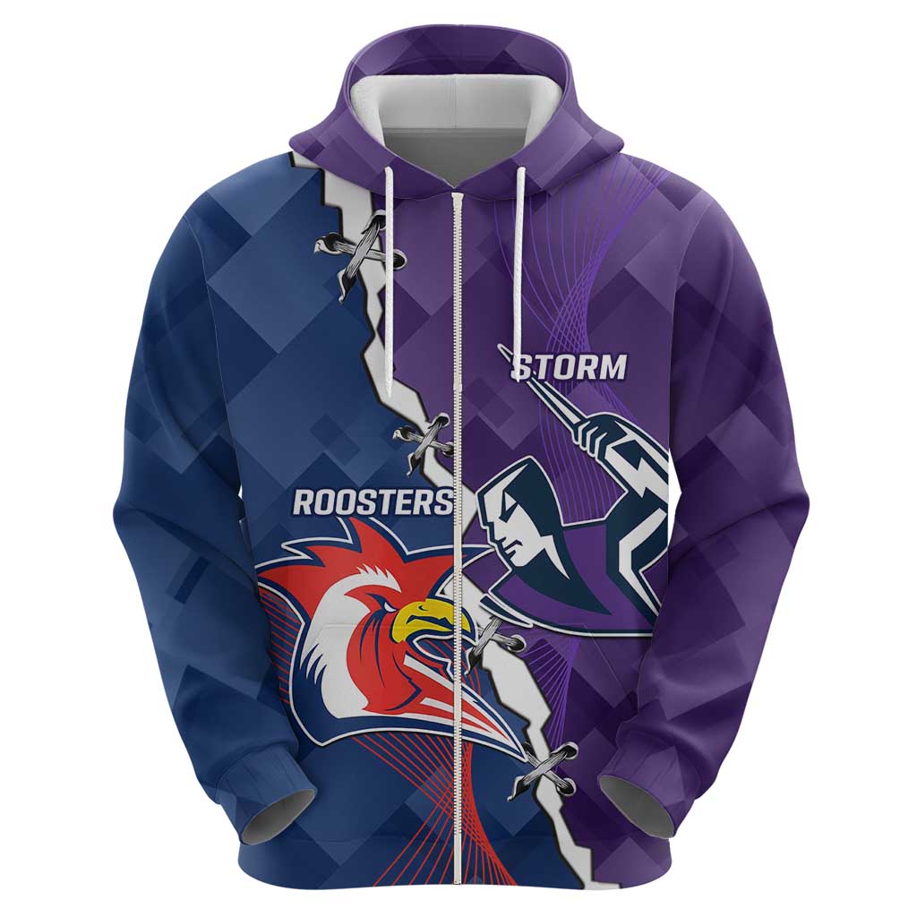 Custom NRL Storm And Roosters Rugby 2024 Hoodie Go Champions Dynamic Version