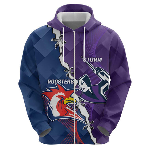 Custom NRL Storm And Roosters Rugby 2024 Hoodie Go Champions Dynamic Version