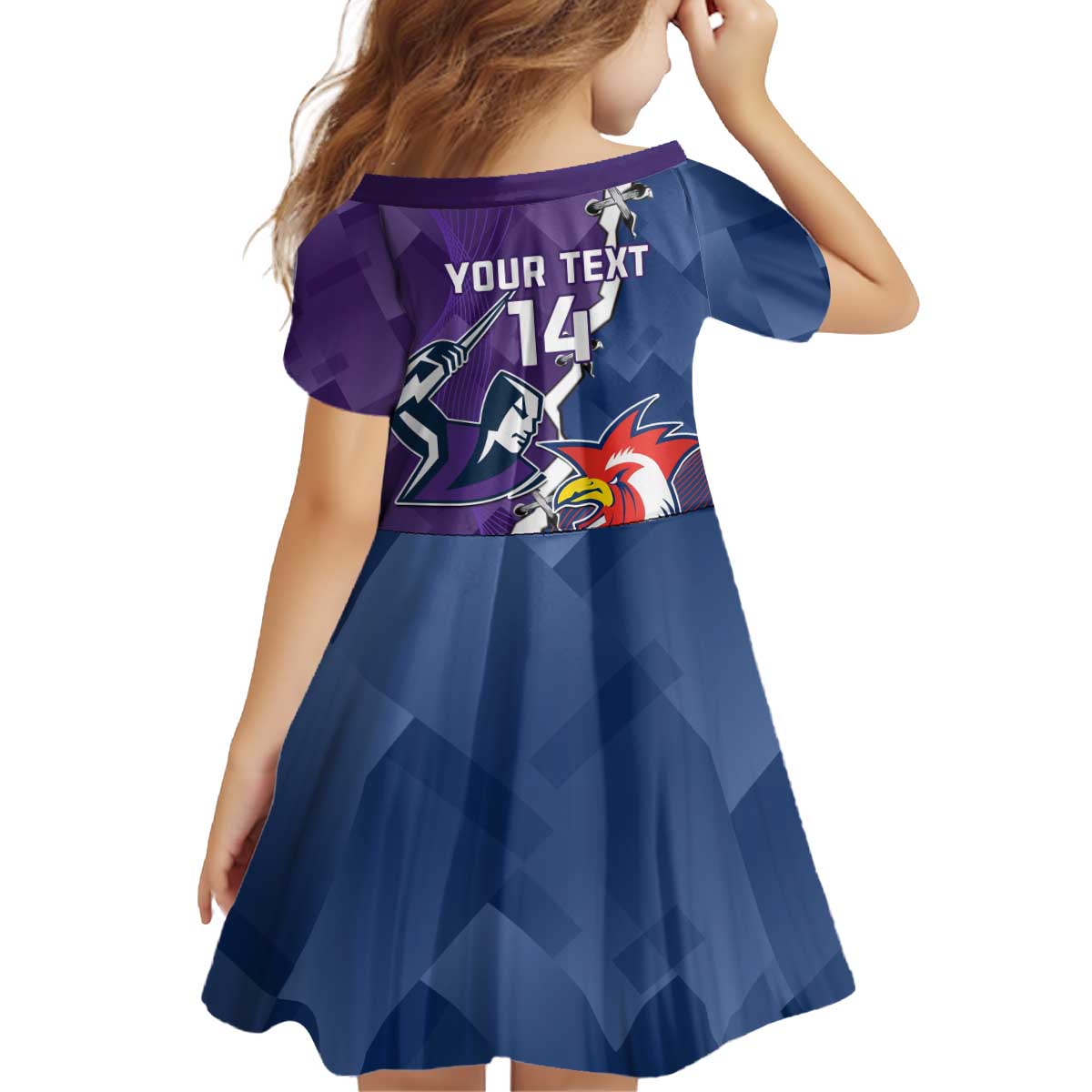 Custom NRL Storm And Roosters Rugby 2024 Kid Short Sleeve Dress Go Champions Dynamic Version