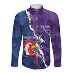 Custom NRL Storm And Roosters Rugby 2024 Long Sleeve Button Shirt Go Champions Dynamic Version
