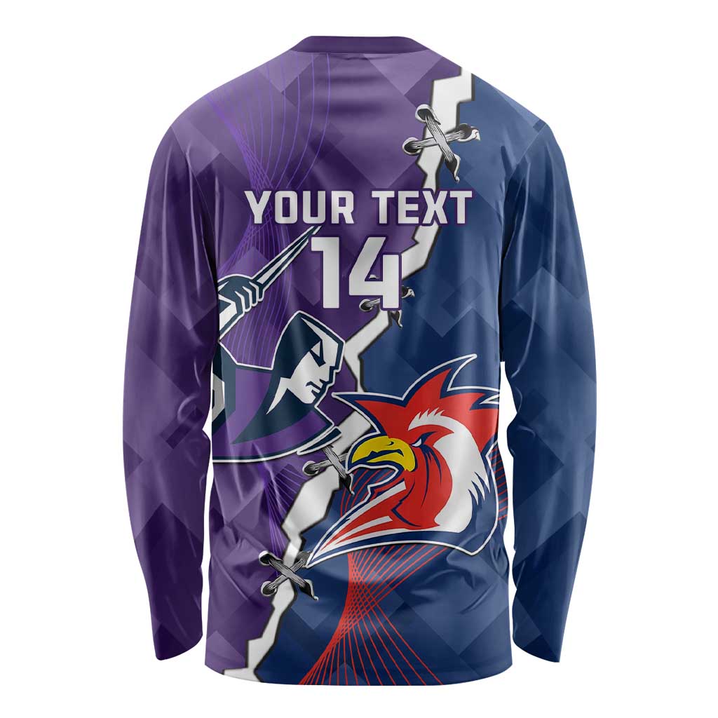 Custom NRL Storm And Roosters Rugby 2024 Long Sleeve Shirt Go Champions Dynamic Version