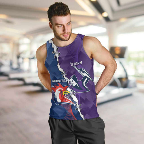 Custom NRL Storm And Roosters Rugby 2024 Men Tank Top Go Champions Dynamic Version
