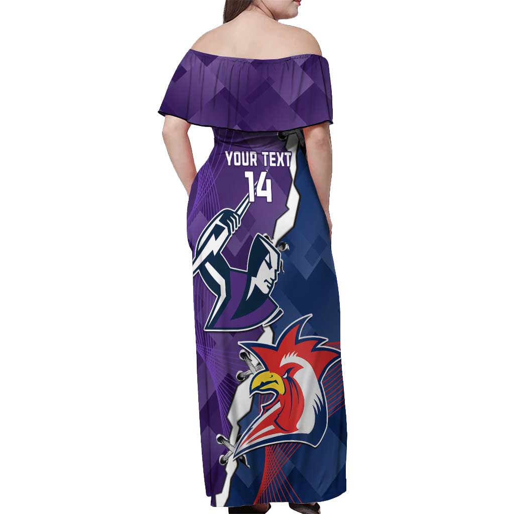 Custom NRL Storm And Roosters Rugby 2024 Off Shoulder Maxi Dress Go Champions Dynamic Version