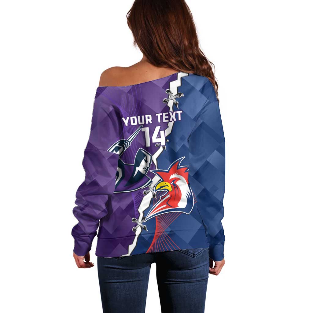 Custom NRL Storm And Roosters Rugby 2024 Off Shoulder Sweater Go Champions Dynamic Version