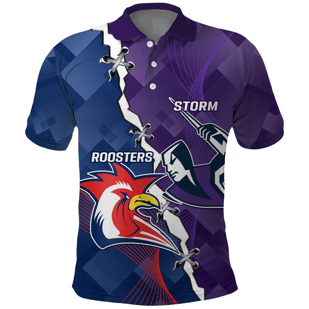 Custom NRL Storm And Roosters Rugby 2024 Polo Shirt Go Champions Dynamic Version