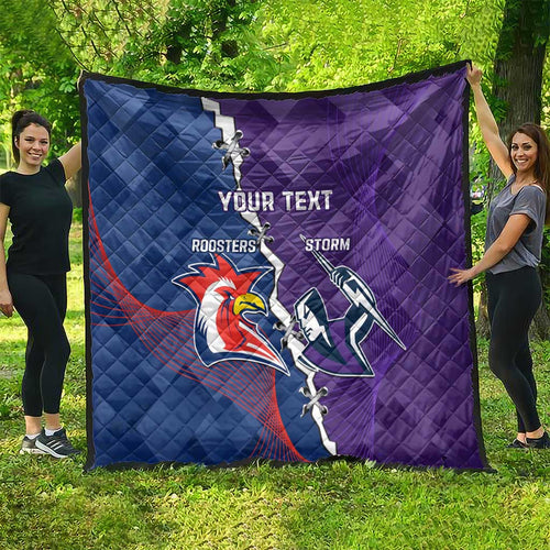 Custom NRL Storm And Roosters Rugby 2024 Quilt Go Champions Dynamic Version