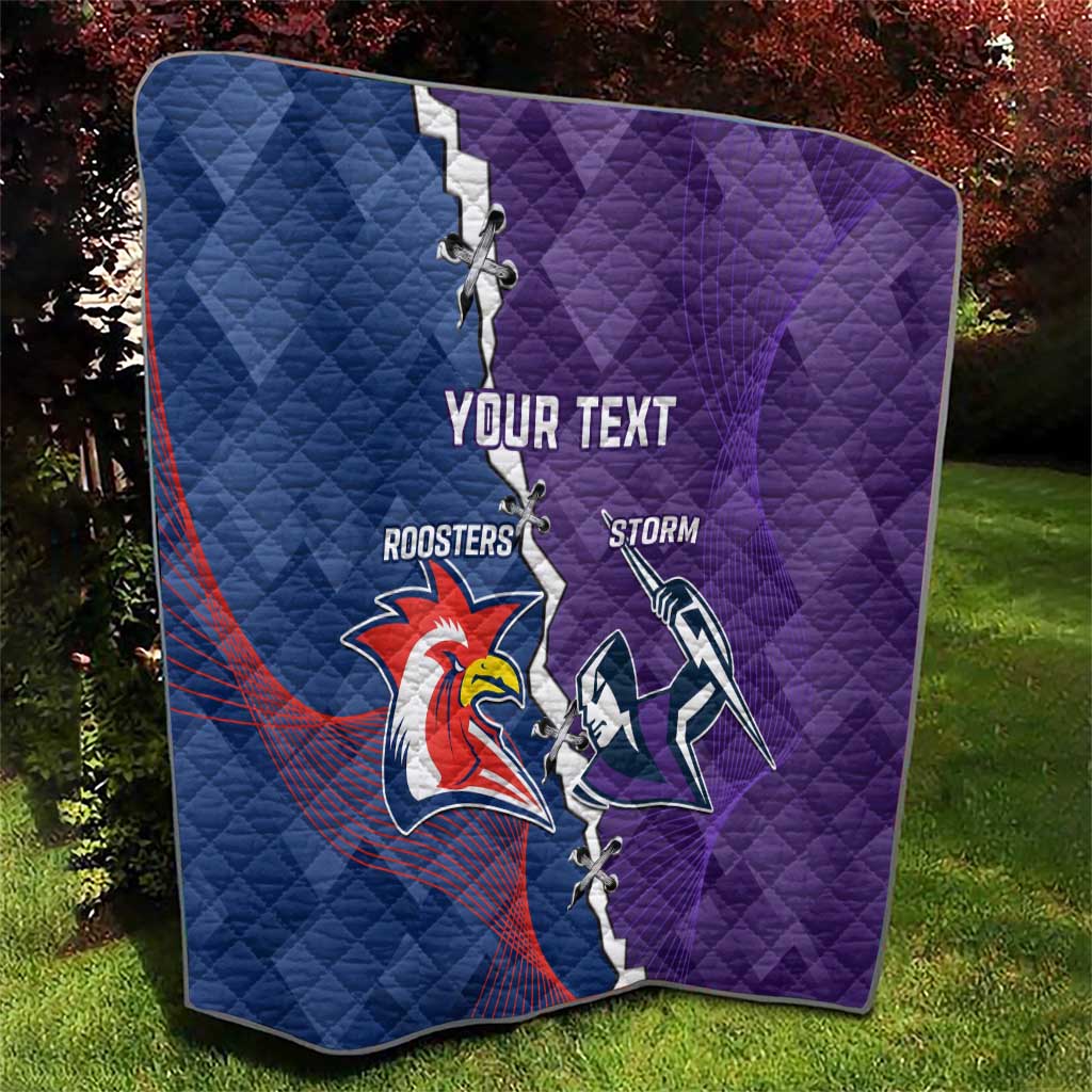 Custom NRL Storm And Roosters Rugby 2024 Quilt Go Champions Dynamic Version