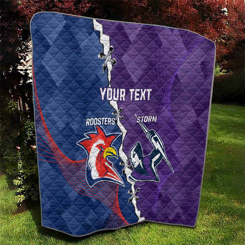 Custom NRL Storm And Roosters Rugby 2024 Quilt Go Champions Dynamic Version