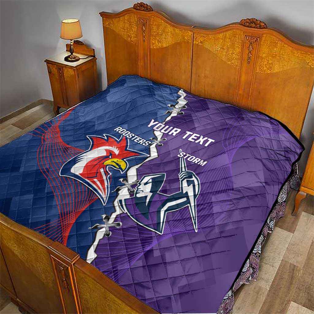 Custom NRL Storm And Roosters Rugby 2024 Quilt Go Champions Dynamic Version