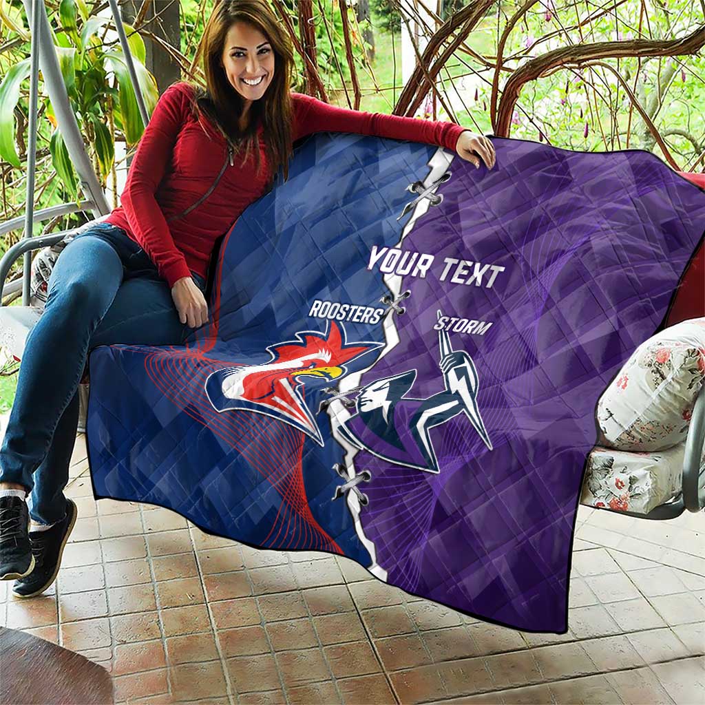 Custom NRL Storm And Roosters Rugby 2024 Quilt Go Champions Dynamic Version