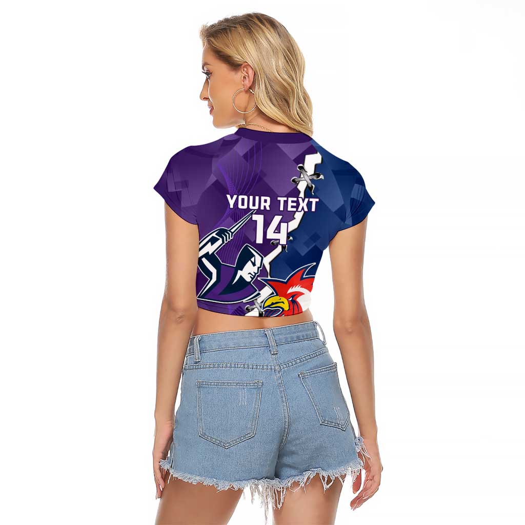 Custom NRL Storm And Roosters Rugby 2024 Raglan Cropped T Shirt Go Champions Dynamic Version