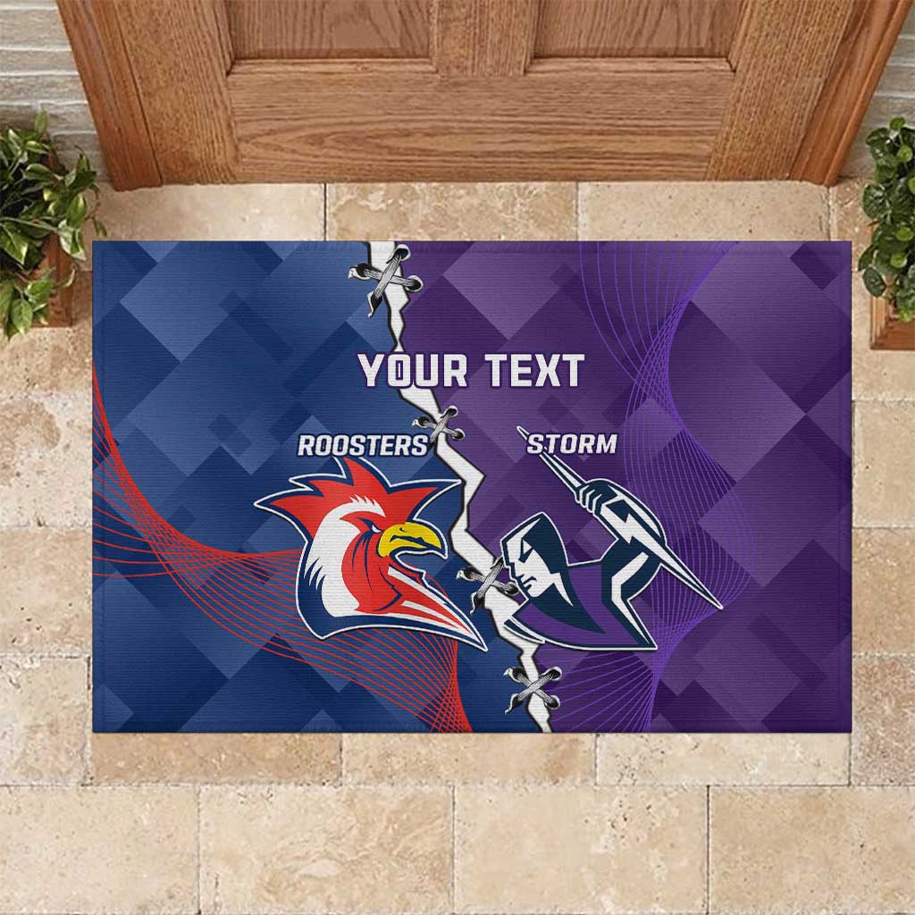 Custom NRL Storm And Roosters Rugby 2024 Rubber Doormat Go Champions Dynamic Version