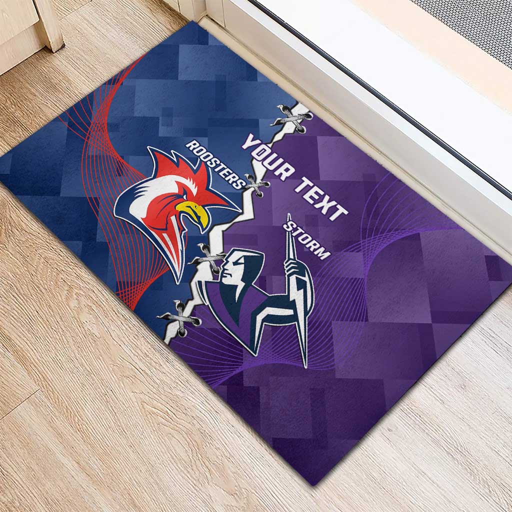 Custom NRL Storm And Roosters Rugby 2024 Rubber Doormat Go Champions Dynamic Version