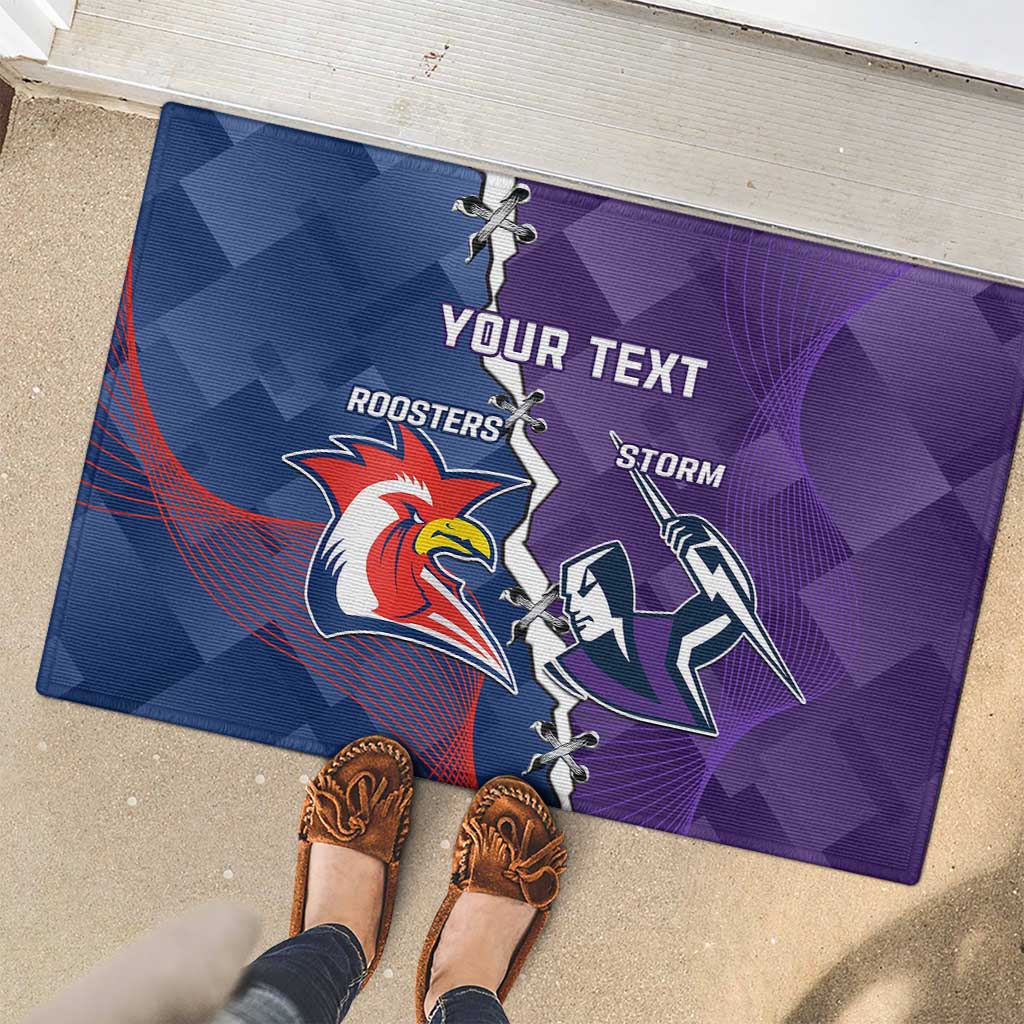 Custom NRL Storm And Roosters Rugby 2024 Rubber Doormat Go Champions Dynamic Version