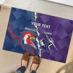 Custom NRL Storm And Roosters Rugby 2024 Rubber Doormat Go Champions Dynamic Version