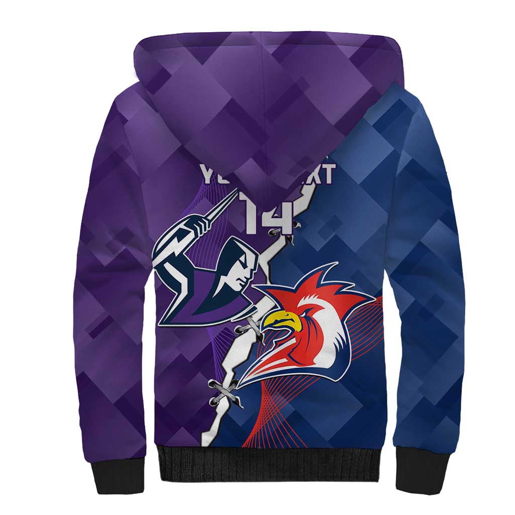 Custom NRL Storm And Roosters Rugby 2024 Sherpa Hoodie Go Champions Dynamic Version