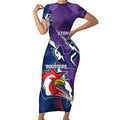 Custom NRL Storm And Roosters Rugby 2024 Short Sleeve Bodycon Dress Go Champions Dynamic Version