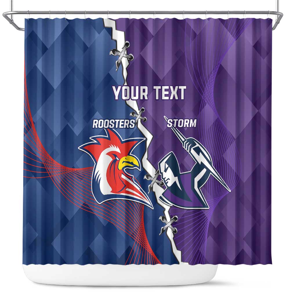 Custom NRL Storm And Roosters Rugby 2024 Shower Curtain Go Champions Dynamic Version