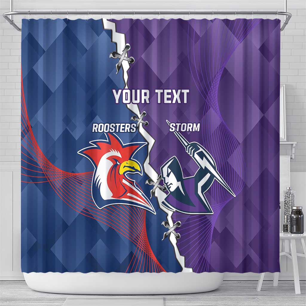 Custom NRL Storm And Roosters Rugby 2024 Shower Curtain Go Champions Dynamic Version