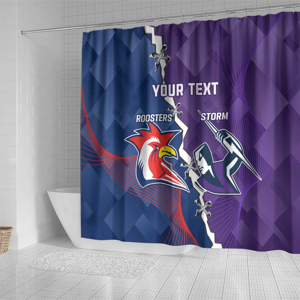 Custom NRL Storm And Roosters Rugby 2024 Shower Curtain Go Champions Dynamic Version