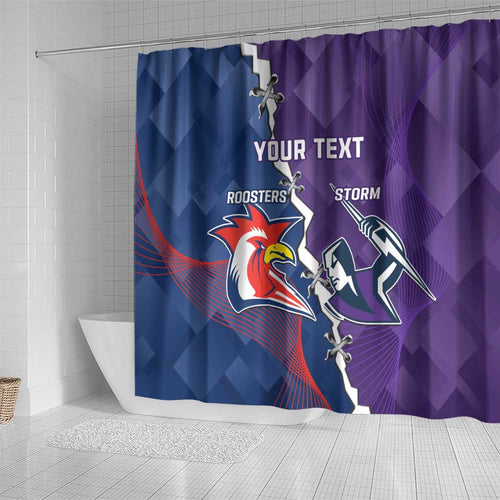 Custom NRL Storm And Roosters Rugby 2024 Shower Curtain Go Champions Dynamic Version