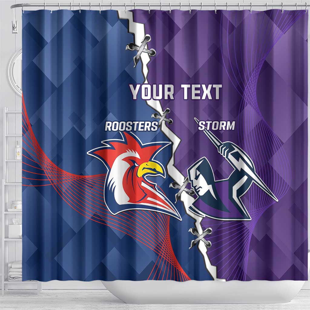 Custom NRL Storm And Roosters Rugby 2024 Shower Curtain Go Champions Dynamic Version