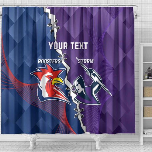 Custom NRL Storm And Roosters Rugby 2024 Shower Curtain Go Champions Dynamic Version