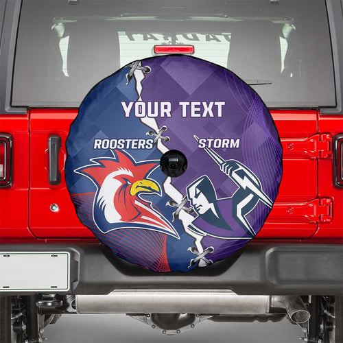 Custom NRL Storm And Roosters Rugby 2024 Spare Tire Cover Go Champions Dynamic Version