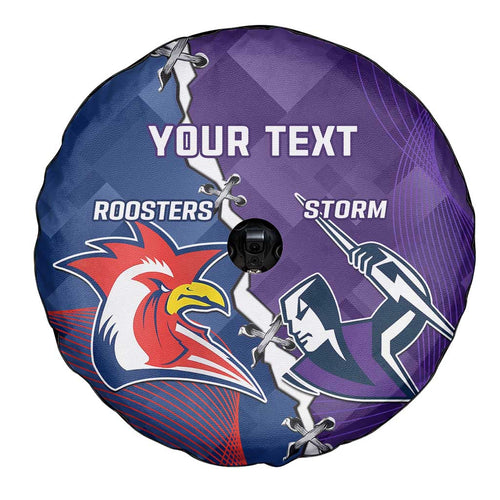 Custom NRL Storm And Roosters Rugby 2024 Spare Tire Cover Go Champions Dynamic Version