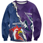 Custom NRL Storm And Roosters Rugby 2024 Sweatshirt Go Champions Dynamic Version