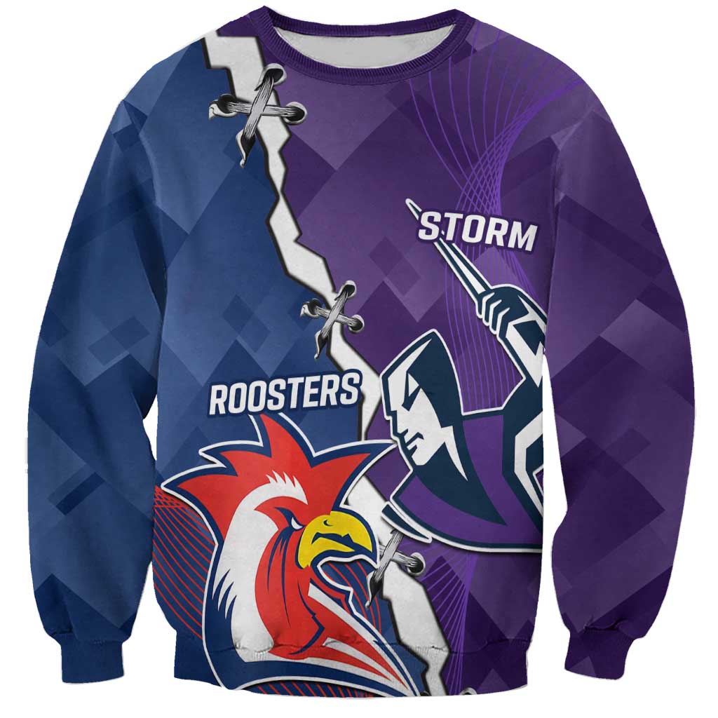 Custom NRL Storm And Roosters Rugby 2024 Sweatshirt Go Champions Dynamic Version