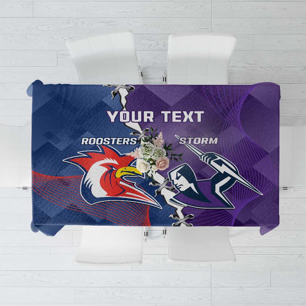 Custom NRL Storm And Roosters Rugby 2024 Tablecloth Go Champions Dynamic Version
