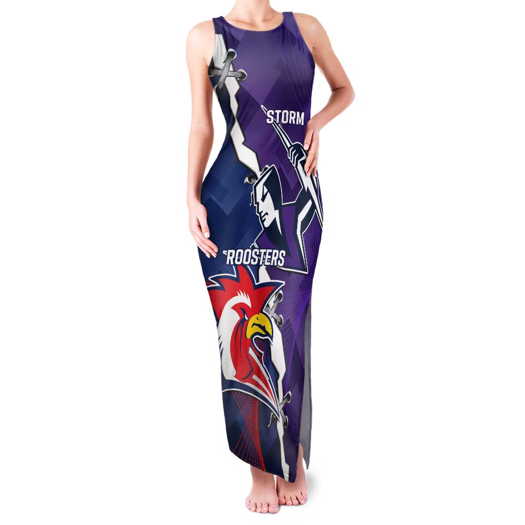 Custom NRL Storm And Roosters Rugby 2024 Tank Maxi Dress Go Champions Dynamic Version