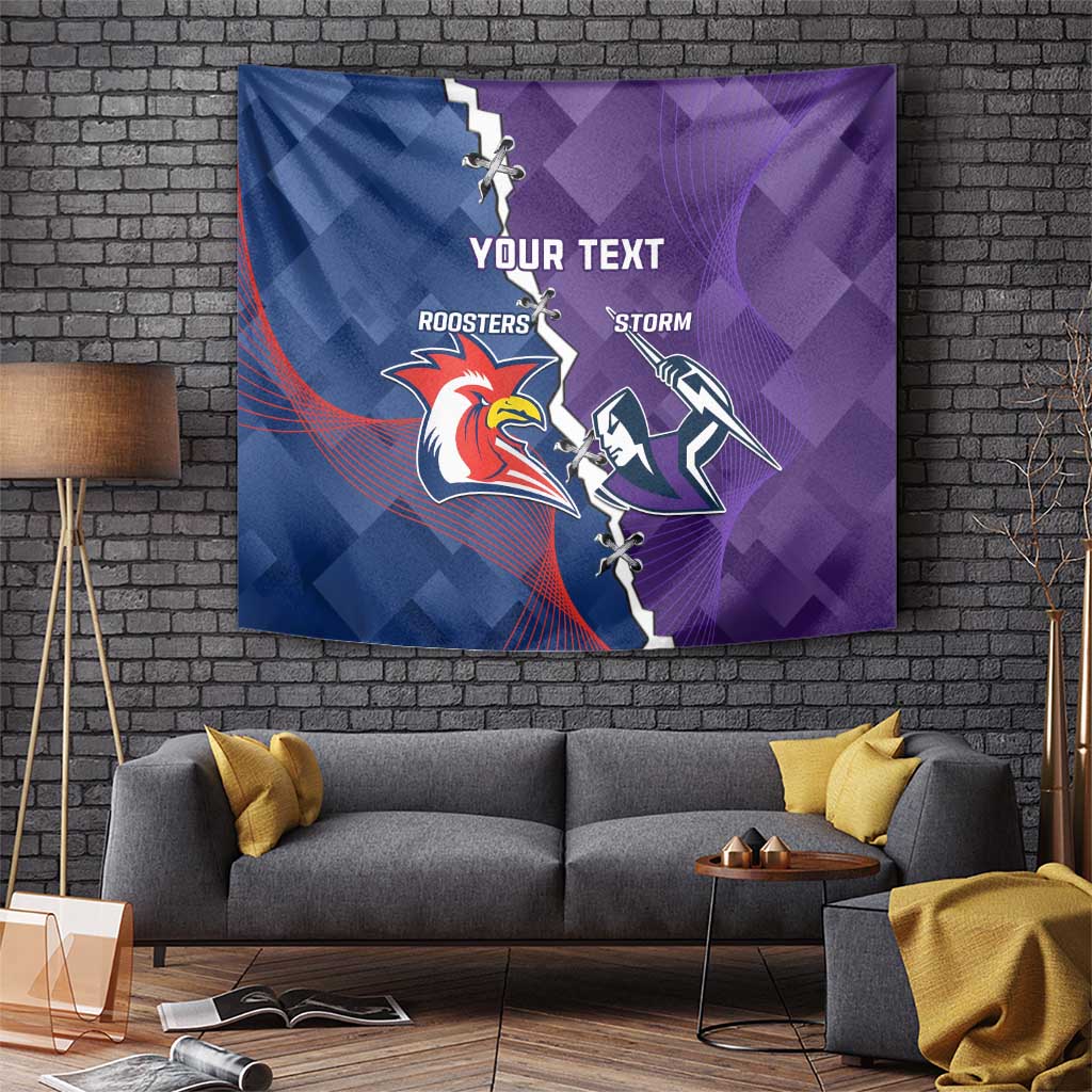 Custom NRL Storm And Roosters Rugby 2024 Tapestry Go Champions Dynamic Version