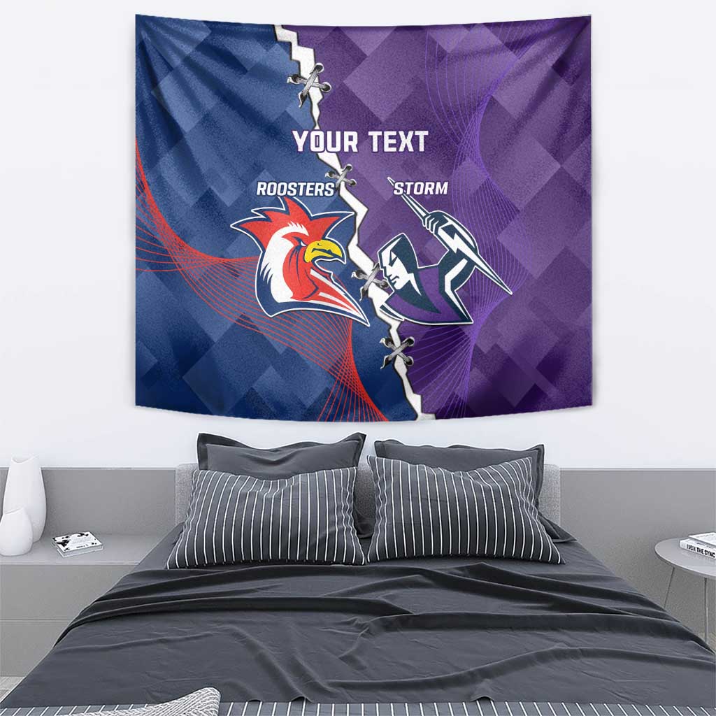 Custom NRL Storm And Roosters Rugby 2024 Tapestry Go Champions Dynamic Version