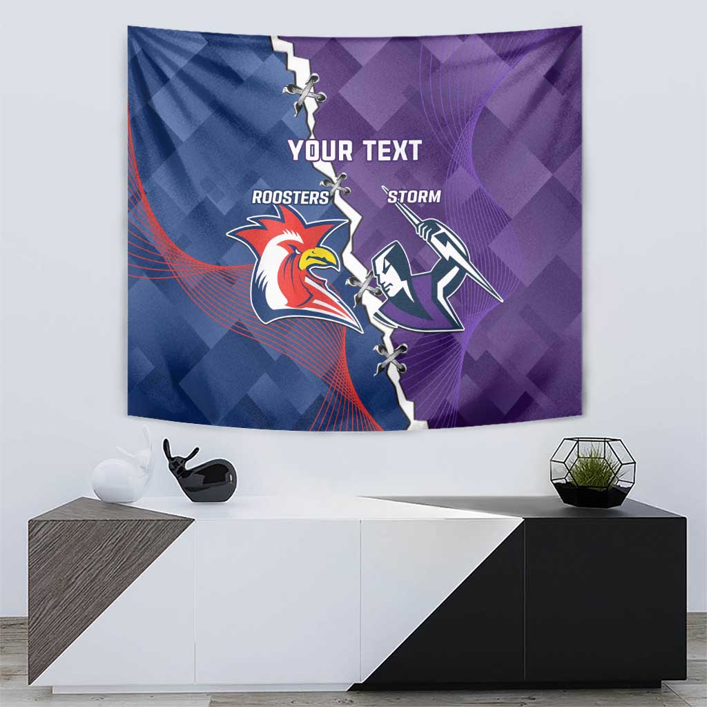 Custom NRL Storm And Roosters Rugby 2024 Tapestry Go Champions Dynamic Version