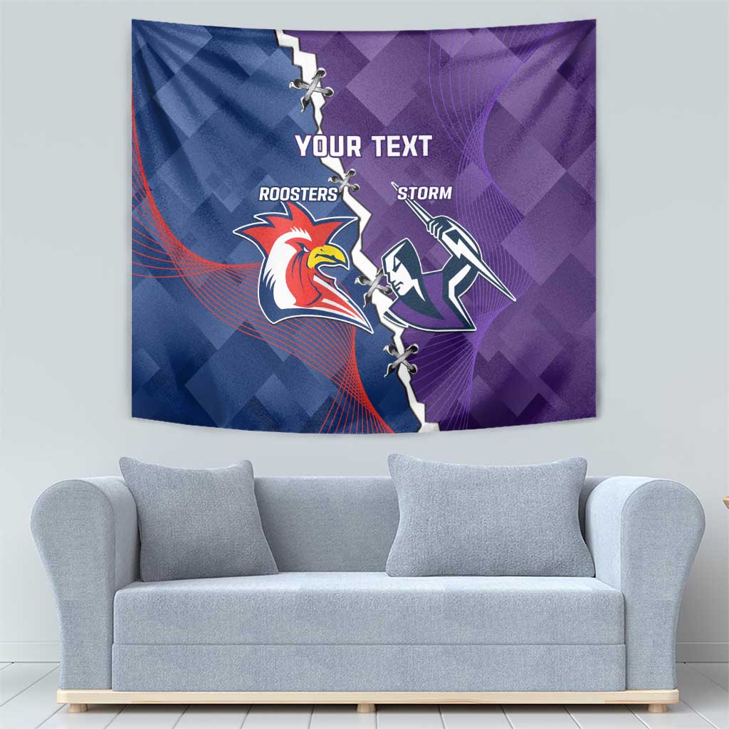 Custom NRL Storm And Roosters Rugby 2024 Tapestry Go Champions Dynamic Version