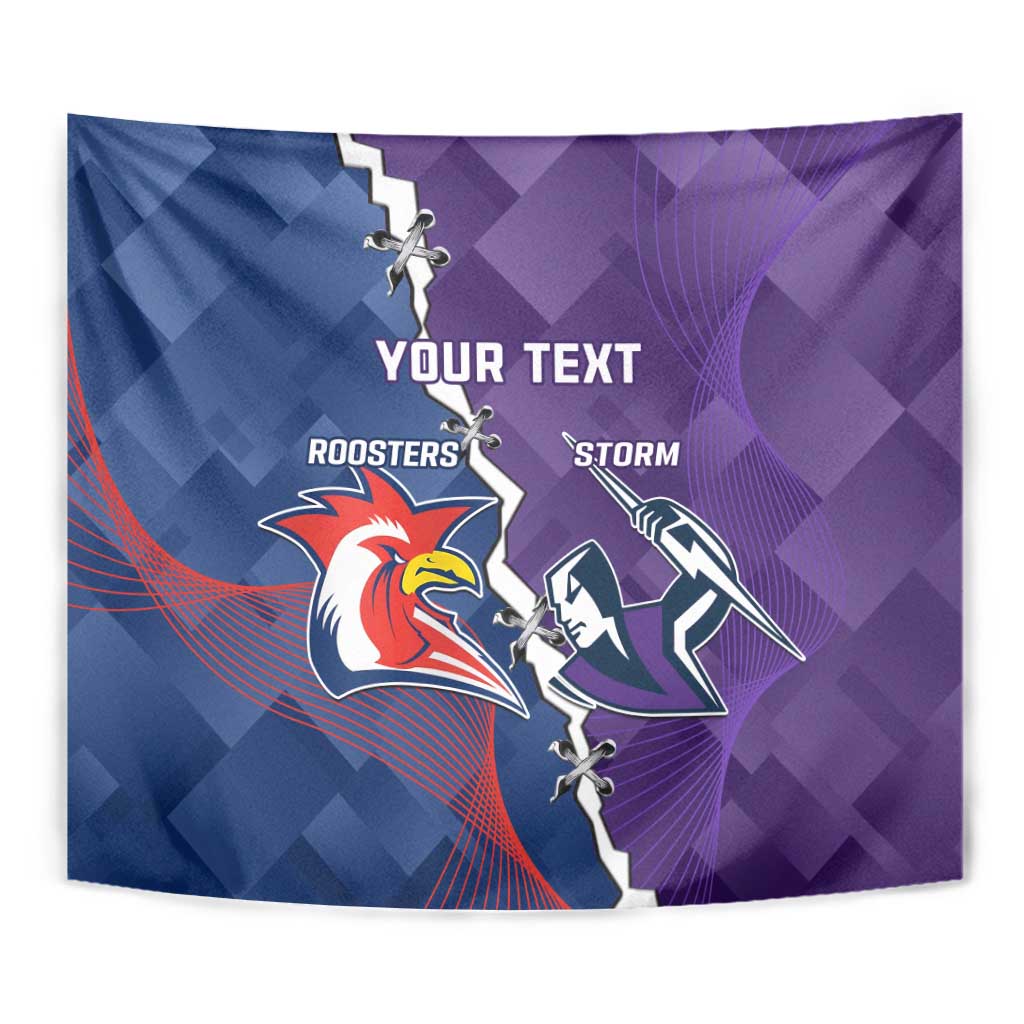 Custom NRL Storm And Roosters Rugby 2024 Tapestry Go Champions Dynamic Version