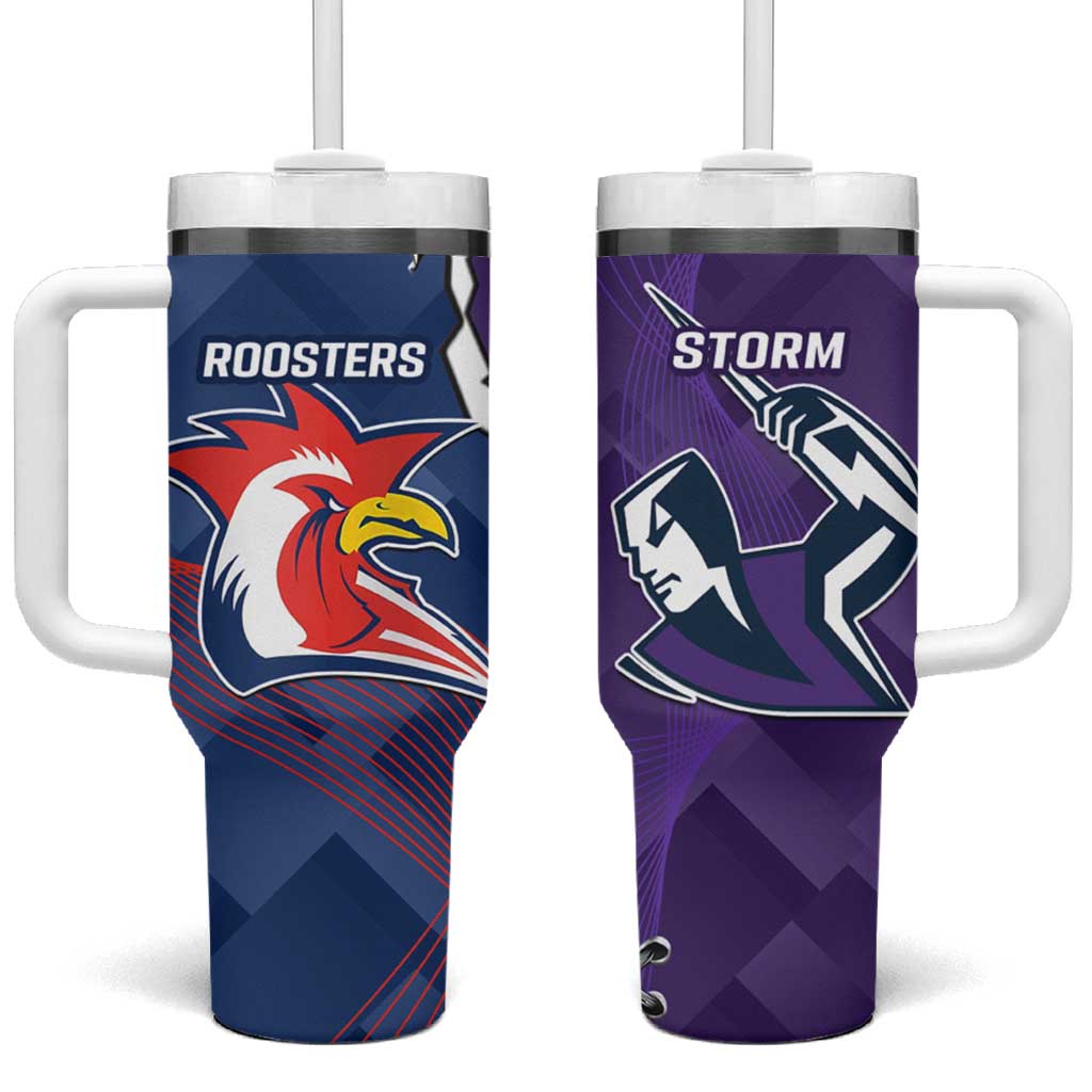 NRL Storm And Roosters Rugby 2024 Tumbler With Handle Go Champions Dynamic Version