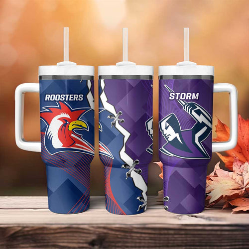 NRL Storm And Roosters Rugby 2024 Tumbler With Handle Go Champions Dynamic Version