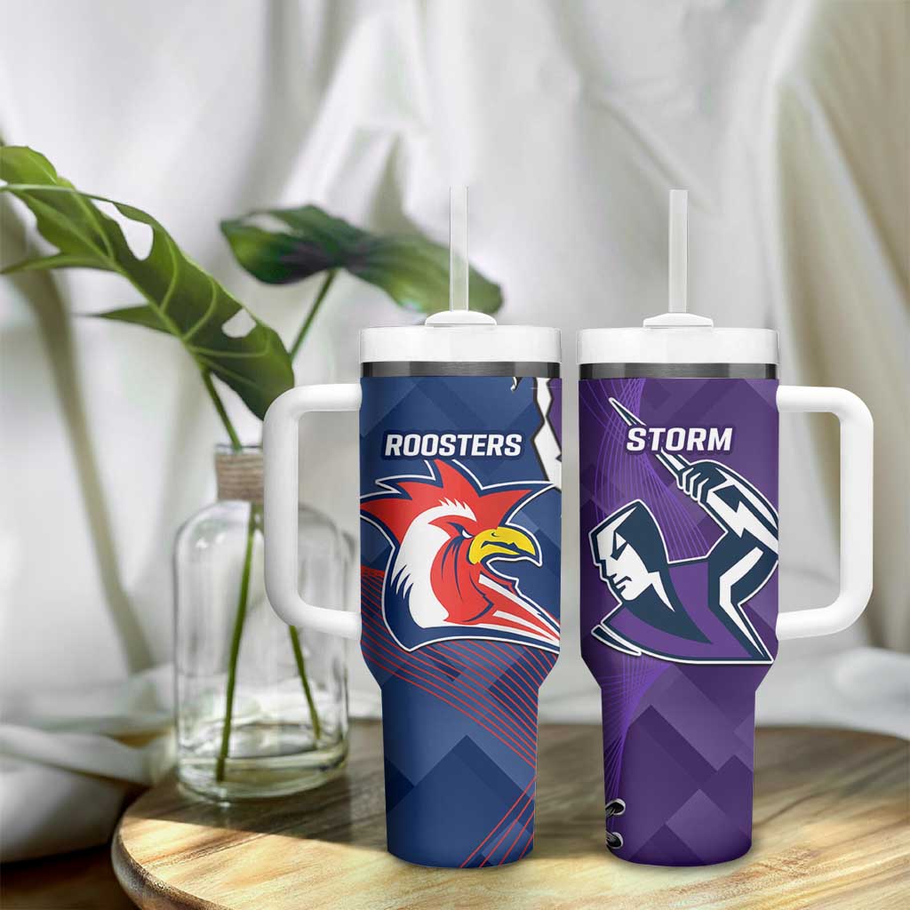 NRL Storm And Roosters Rugby 2024 Tumbler With Handle Go Champions Dynamic Version