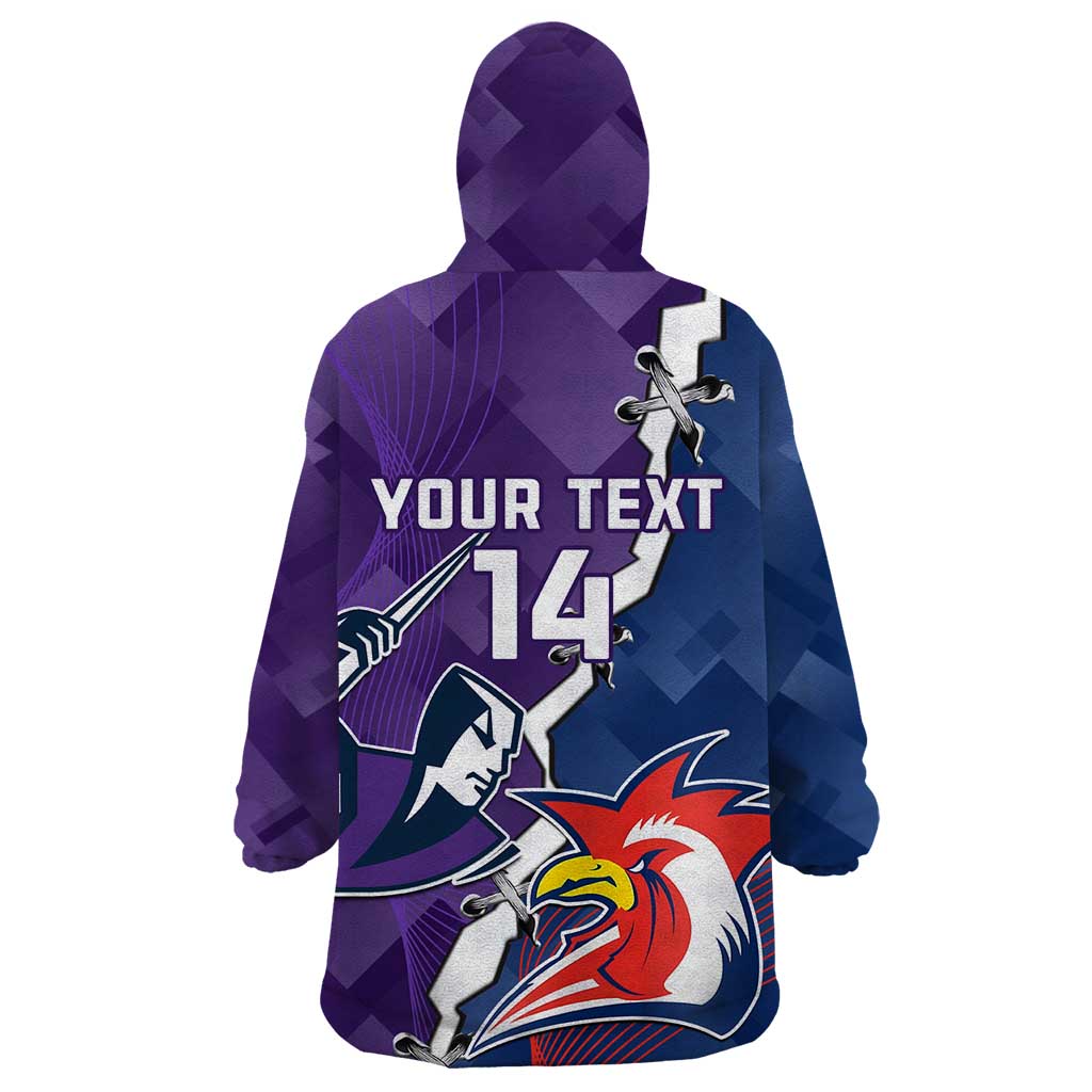 Custom NRL Storm And Roosters Rugby 2024 Wearable Blanket Hoodie Go Champions Dynamic Version