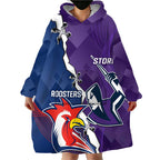 Custom NRL Storm And Roosters Rugby 2024 Wearable Blanket Hoodie Go Champions Dynamic Version