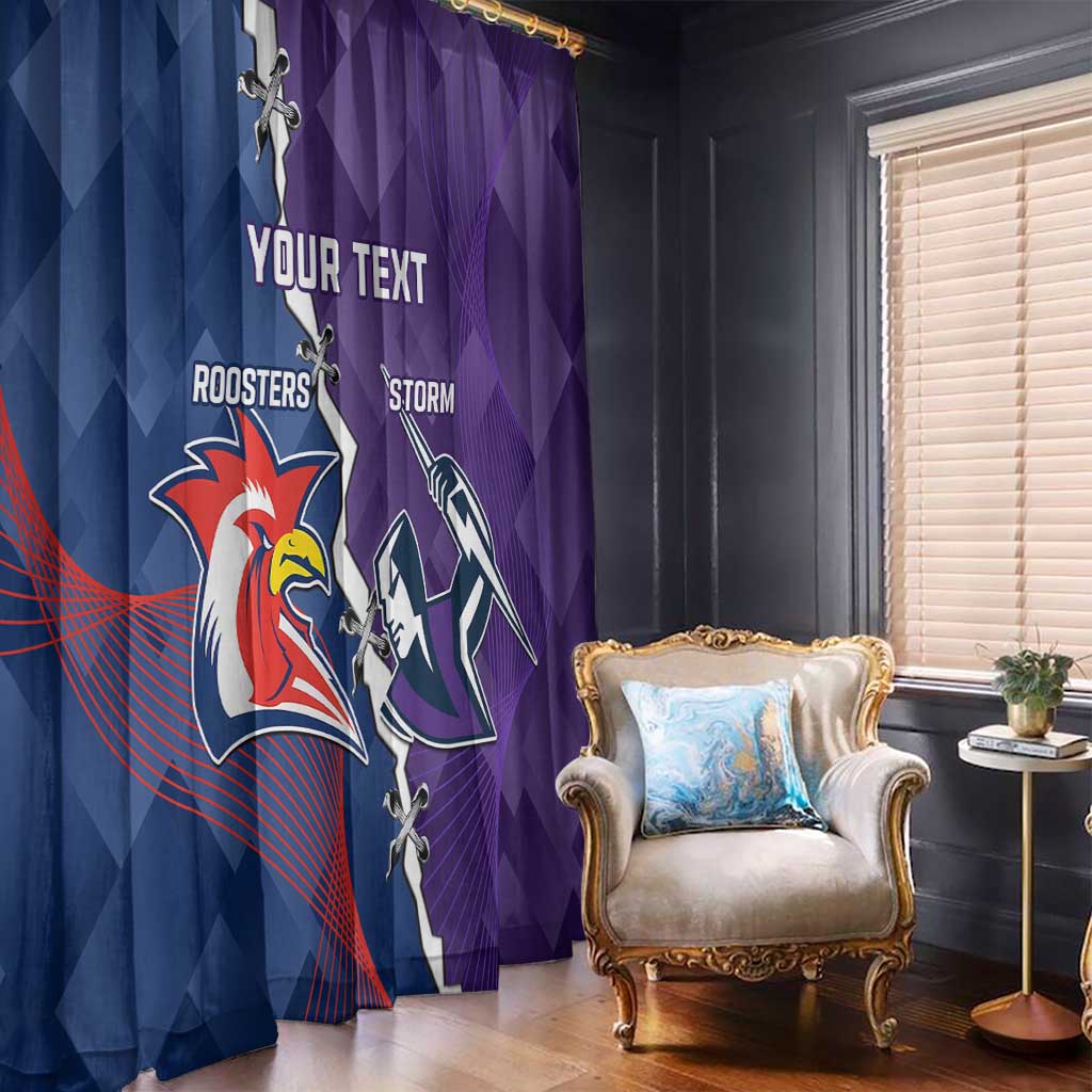 Custom NRL Storm And Roosters Rugby 2024 Window Curtain Go Champions Dynamic Version